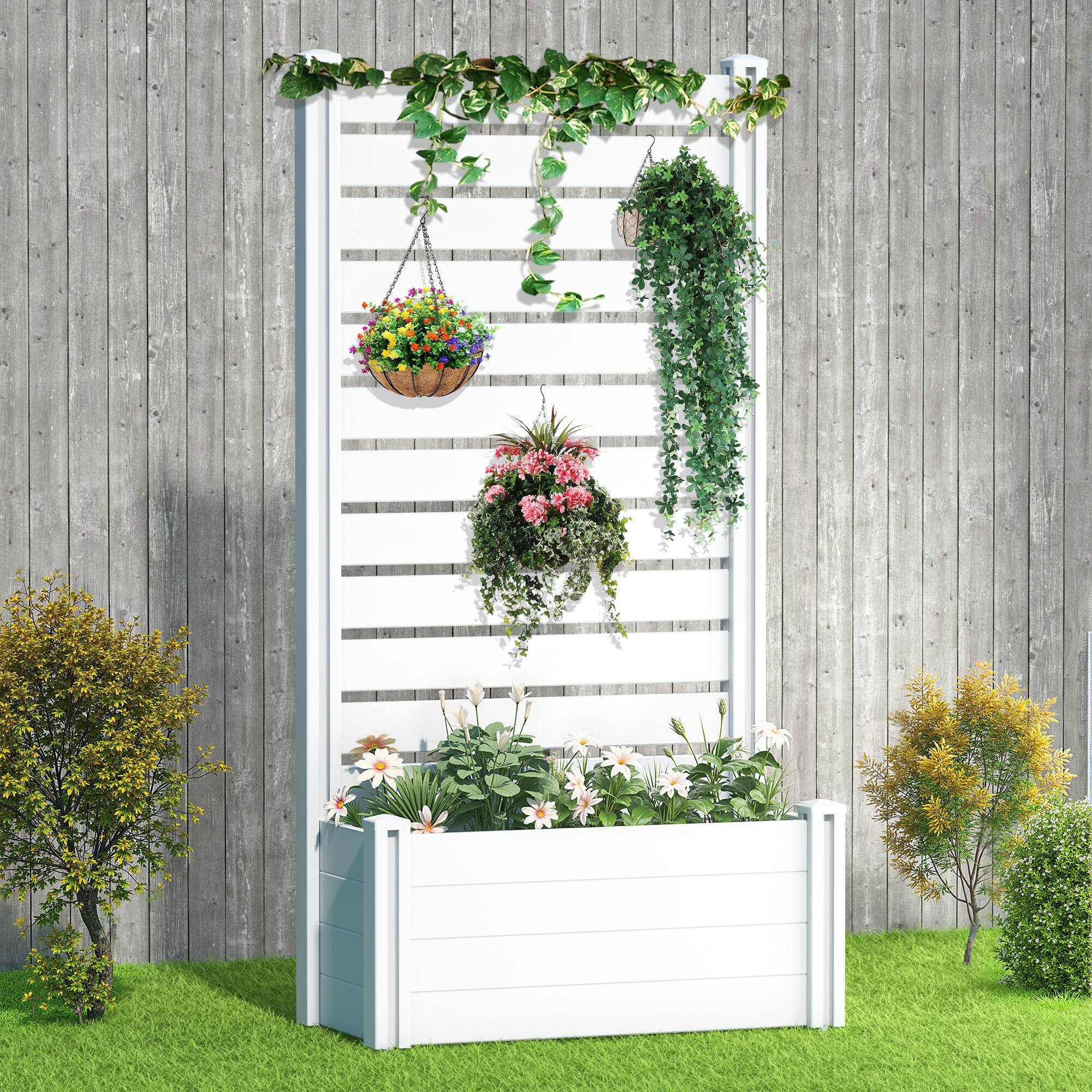 Alt View 1. PexFix - 71 in. x 35 in. x 12 in.Rectangle Vinyl PVC Planter Box Raised Garden Beds with Trellis-Ideal for Backyard - White.