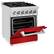 Angle. ZLINE - Dual Fuel Range with Gas Stove and Electric Oven in Stainless Steel and Red Matte Door - Multicolor.