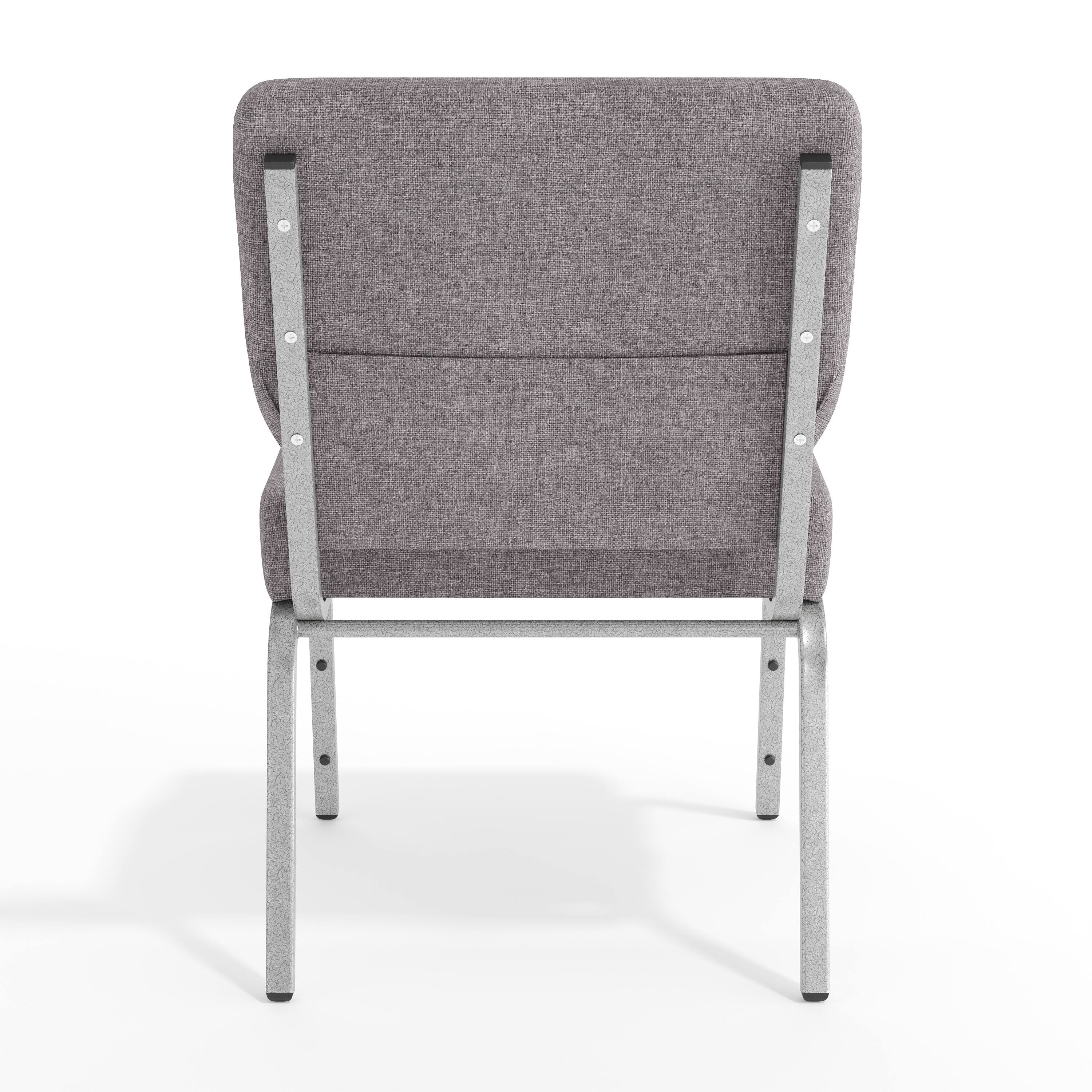 Alt View 7. Emma + Oliver - 21"W Stacking Church/Reception Guest Chair - Gray Fabric/Silver Vein Frame.