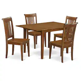 East West Furniture - 5 Pc Kitchen dinette set-Kitchen Table and 4 Dining Chairs - Saddle Brown