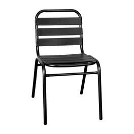 Emma + Oliver - Metal Commercial Indoor-Outdoor Armless Restaurant Stack Chair with Triple Slat Back - Black