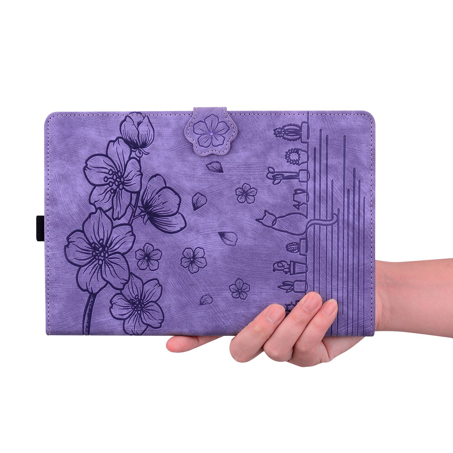Alt View 2. Dteck - For Amazon Kindle Paperwhite (2024) and Kindle Colorsoft Embossed Flower Pattern Folio Case Card Slots Kickstand Cover - Purple.