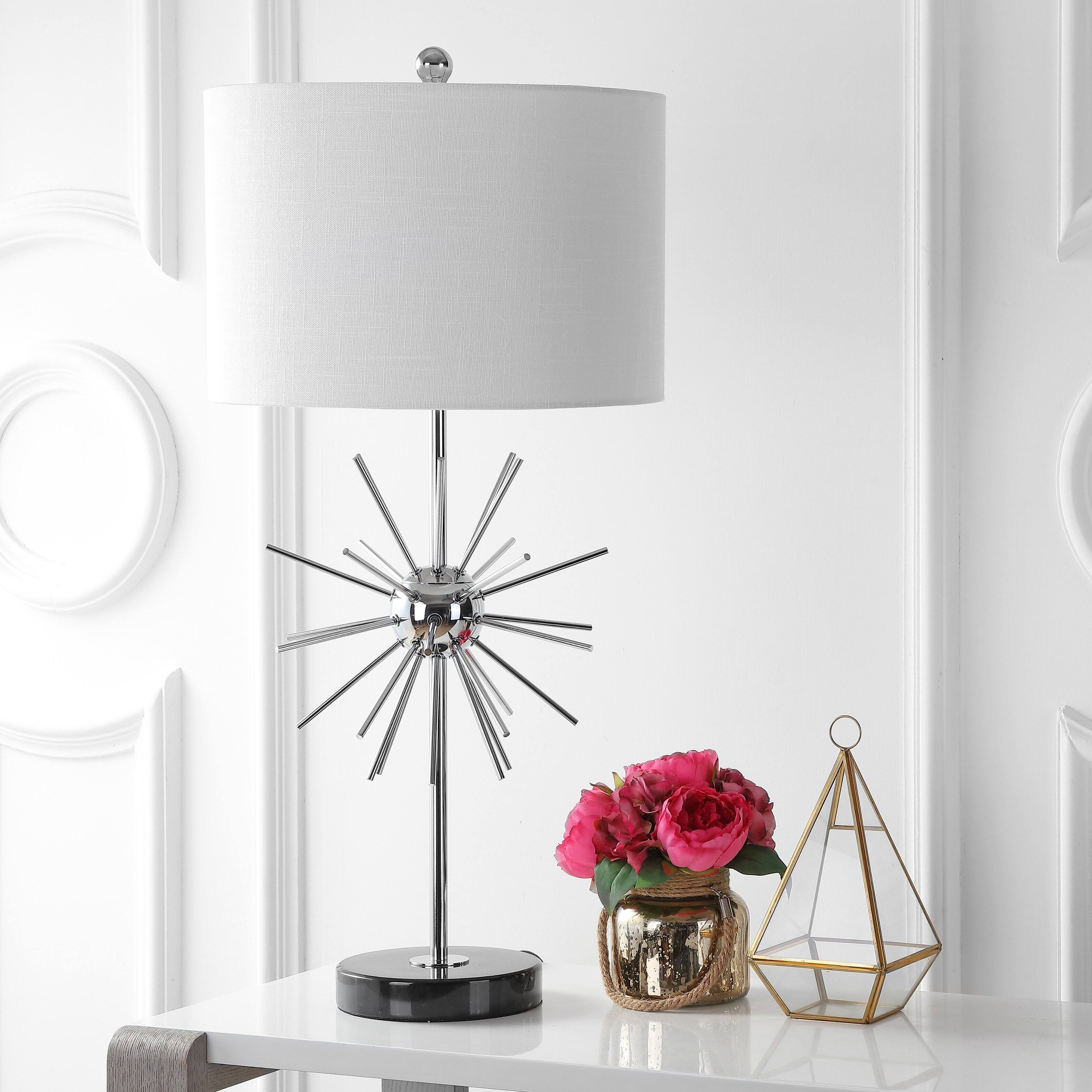 Alt View 4. Jonathan Y - Aria 31.5" Metal/Marble LED Table Lamp, Chrome (Set of 2) - Silver.