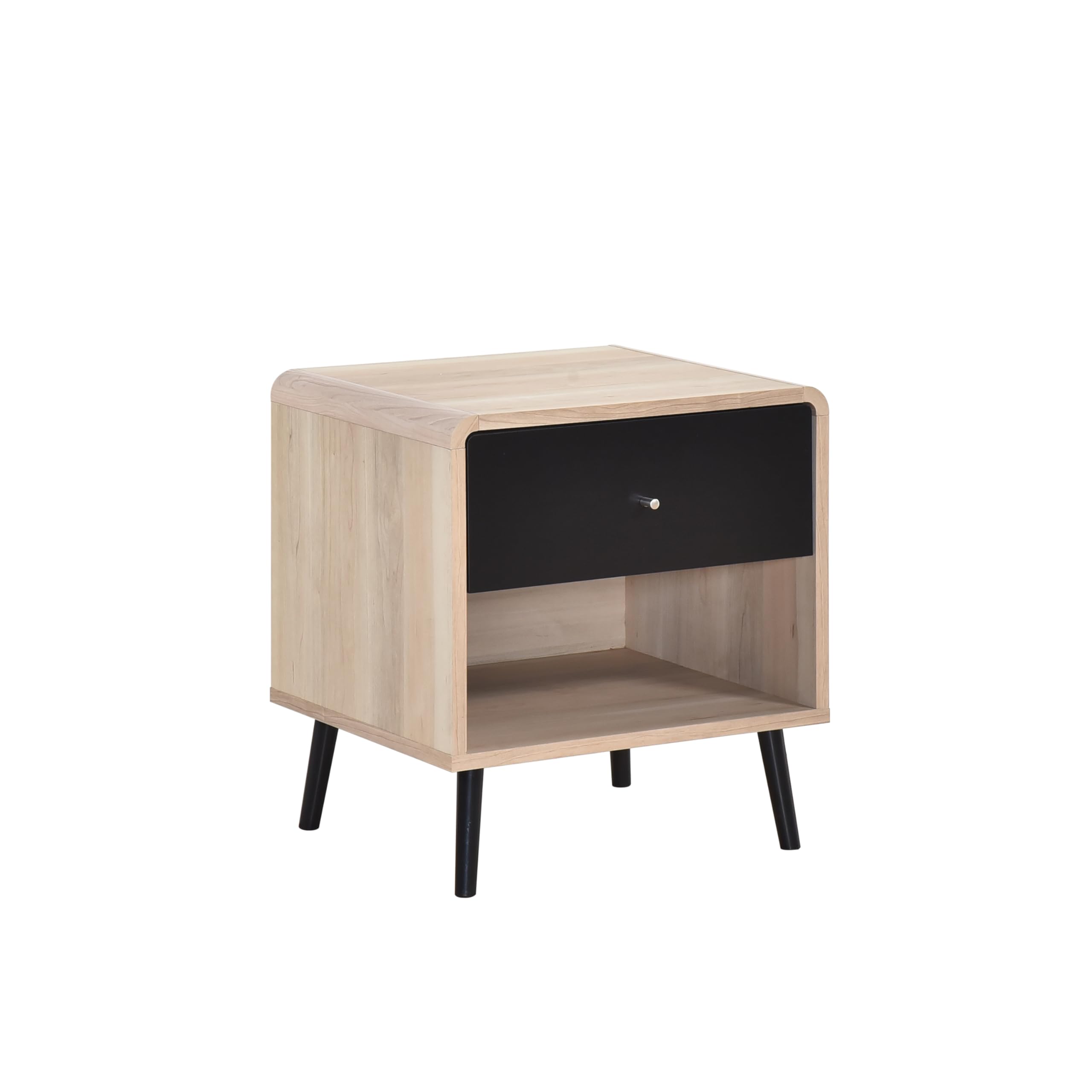 Angle. Kings Brand Furniture - Kings Brand Furniture Nathan End Table with Open and Close Shelving Perfect for Living Room, Bedroom - Natural.