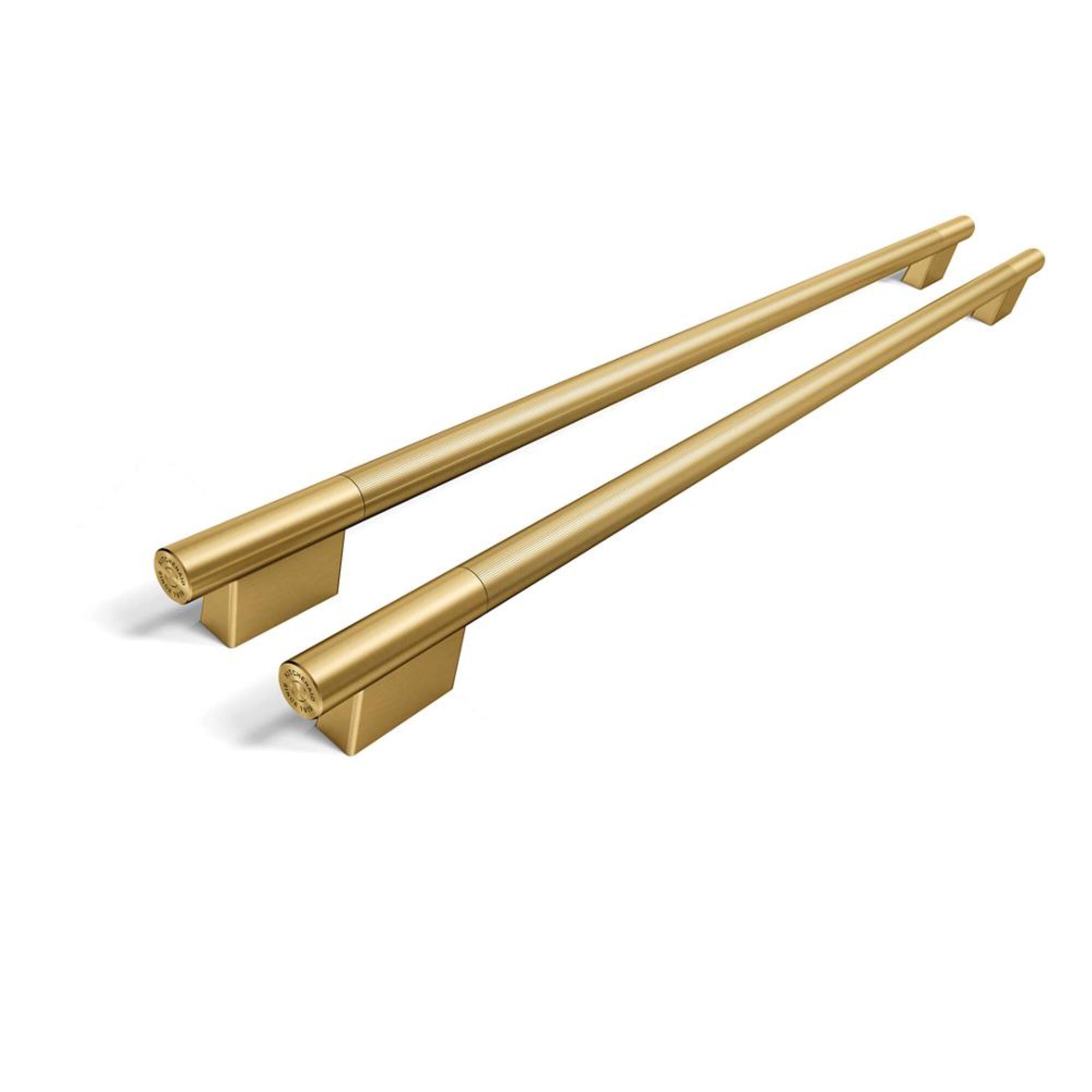 Front. KitchenAid - Handle Hardware Accessory Kit for 42" Built-In Side-by-Side Refrigerator - Brass Grip.