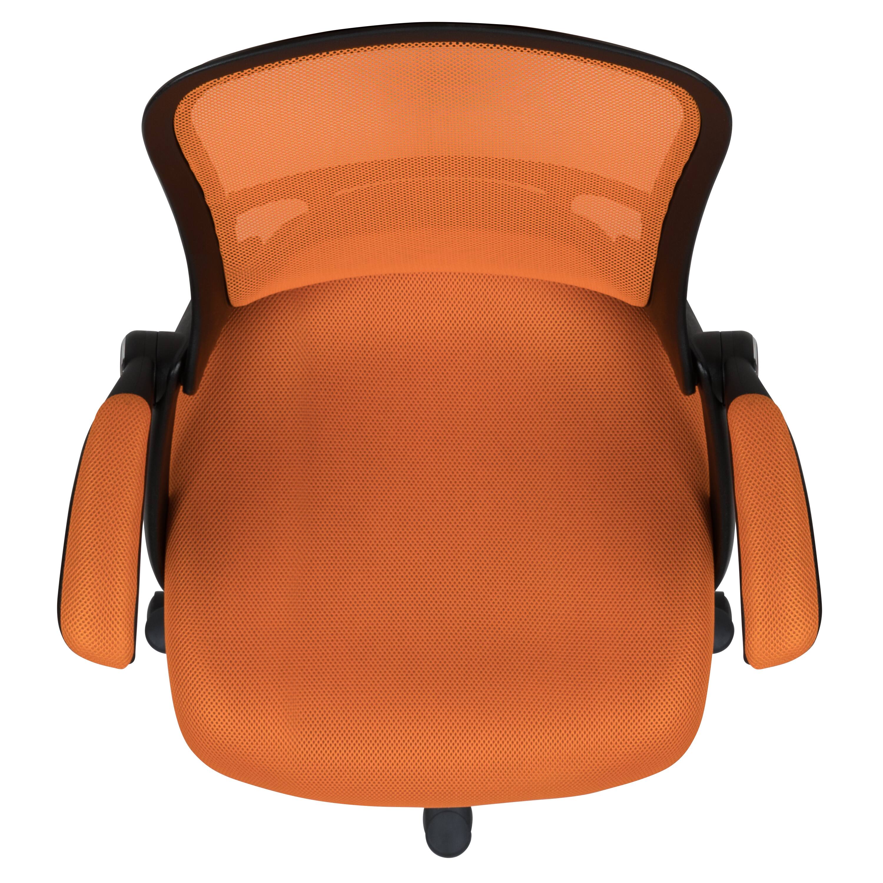 Alt View 8. Emma + Oliver - High Back Mesh Ergonomic Office Chair with Flip-up Arms - Orange.