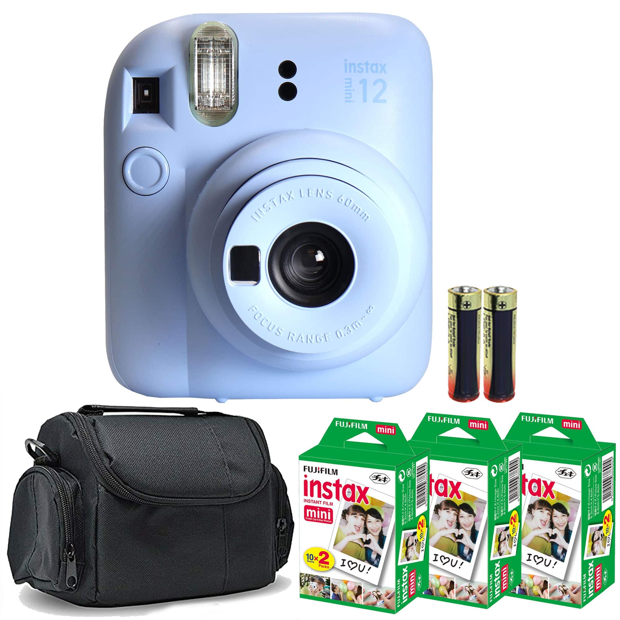Fujifilm - INSTAX MINI 12 Instant Film Camera Pastel 3x Instax Film Bundle - Blue