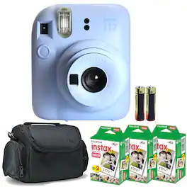 Fujifilm - INSTAX MINI 12 Instant Film Camera Pastel 3x Instax Film Bundle - Blue