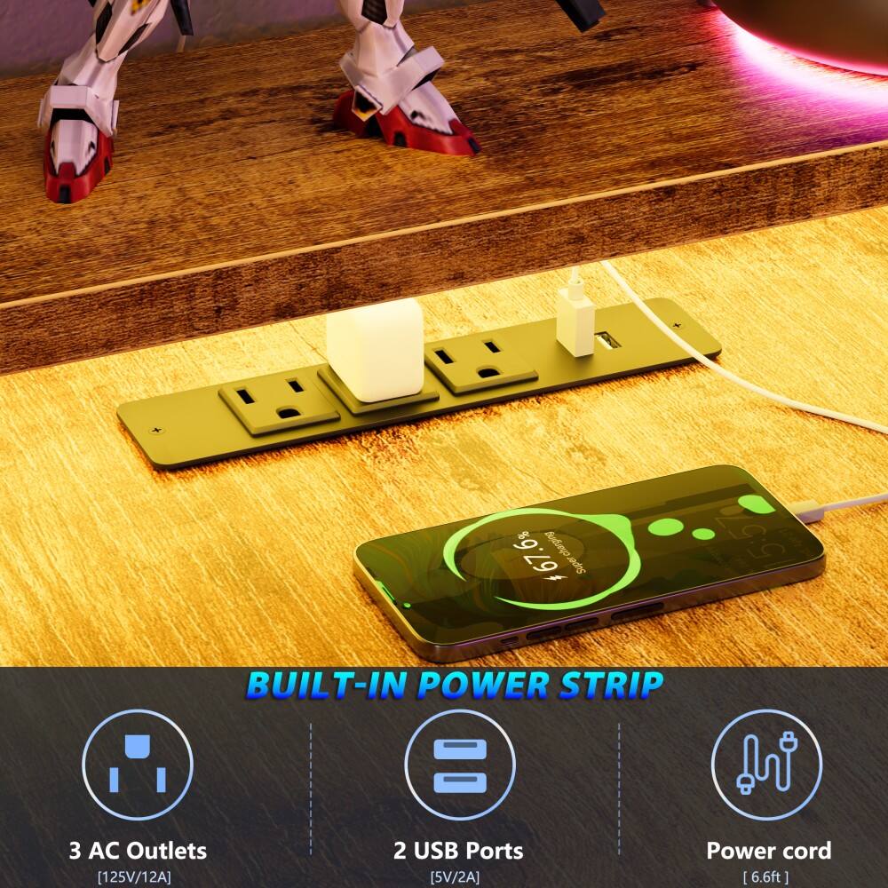 % .6 67. charging Super
5:57p
BUILT-IN POWER STRIP :
3 AC Outlets [125V/12A]
2 USB Ports [5V/2A]
Power cord [6.6ft]