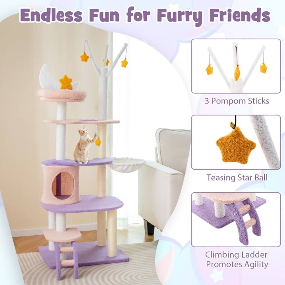 Endless Fun for Furry Friends

- 3 Pompom Sticks
- Teasing Star Ball
- Climbing Ladder Promotes Agility