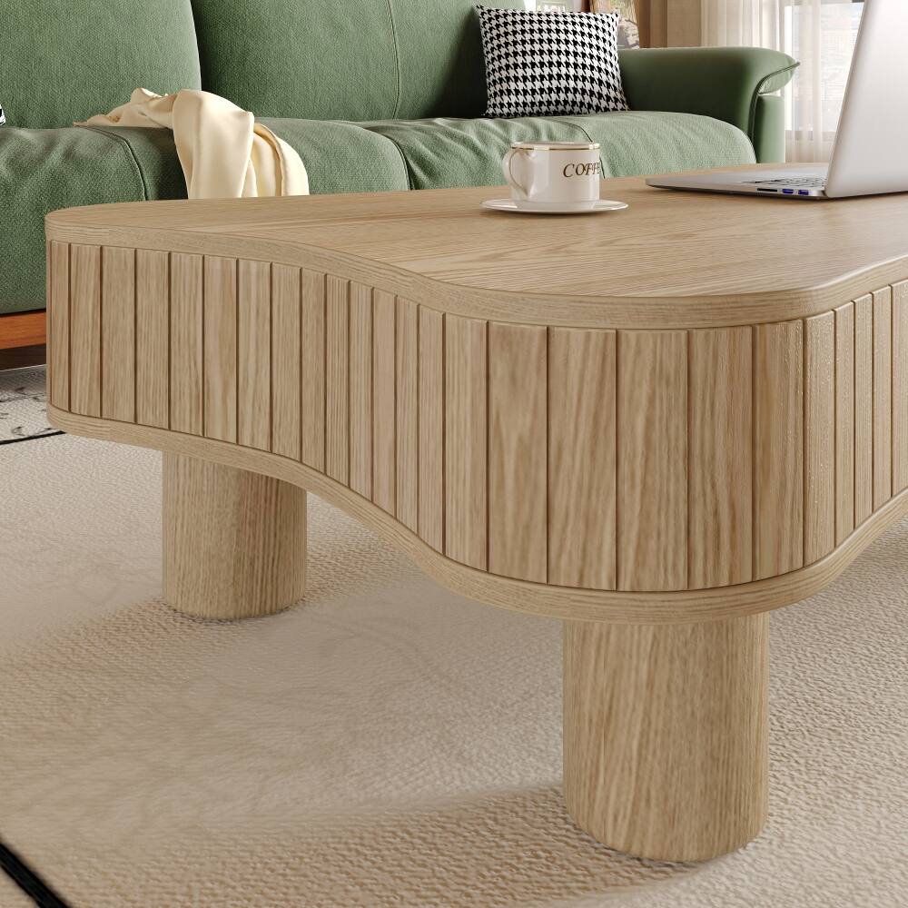 Alt View 3. Loheer - Loheer Lift Top Coffee Table with Hidden Storage, Natural Wood - Natural Wood.