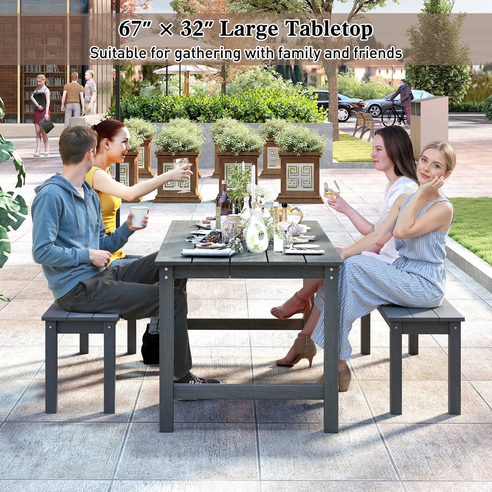 67" x 32" Large Tabletop  
Suitable for gathering with family and friends