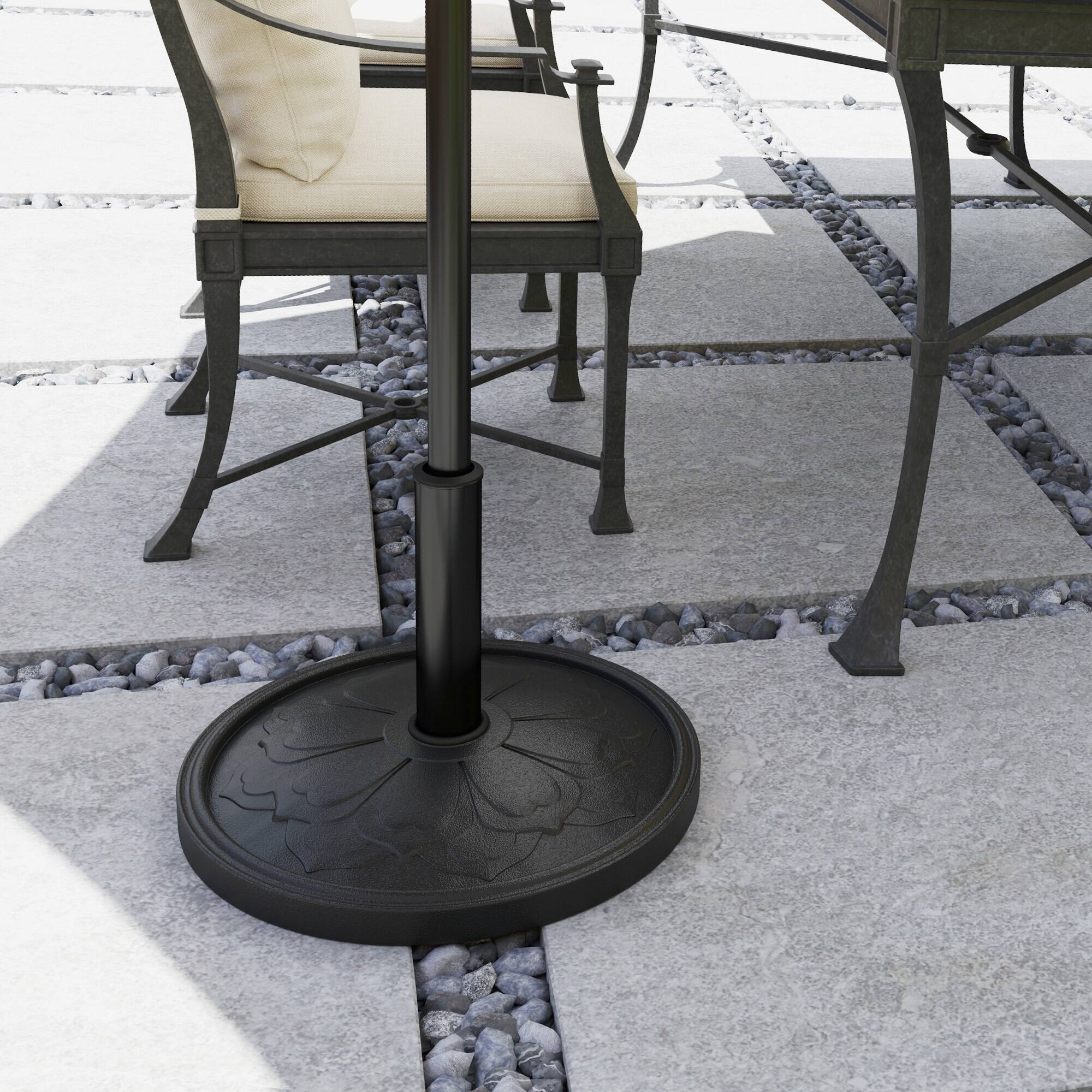 Alt View 4. Outsunny - Round Patio Umbrella Base, 26 lbs Resin Outdoor Umbrella Stand Base, Patio Umbrella Stand for 1.3"/1.5"/1.9" Umbrella - Black.