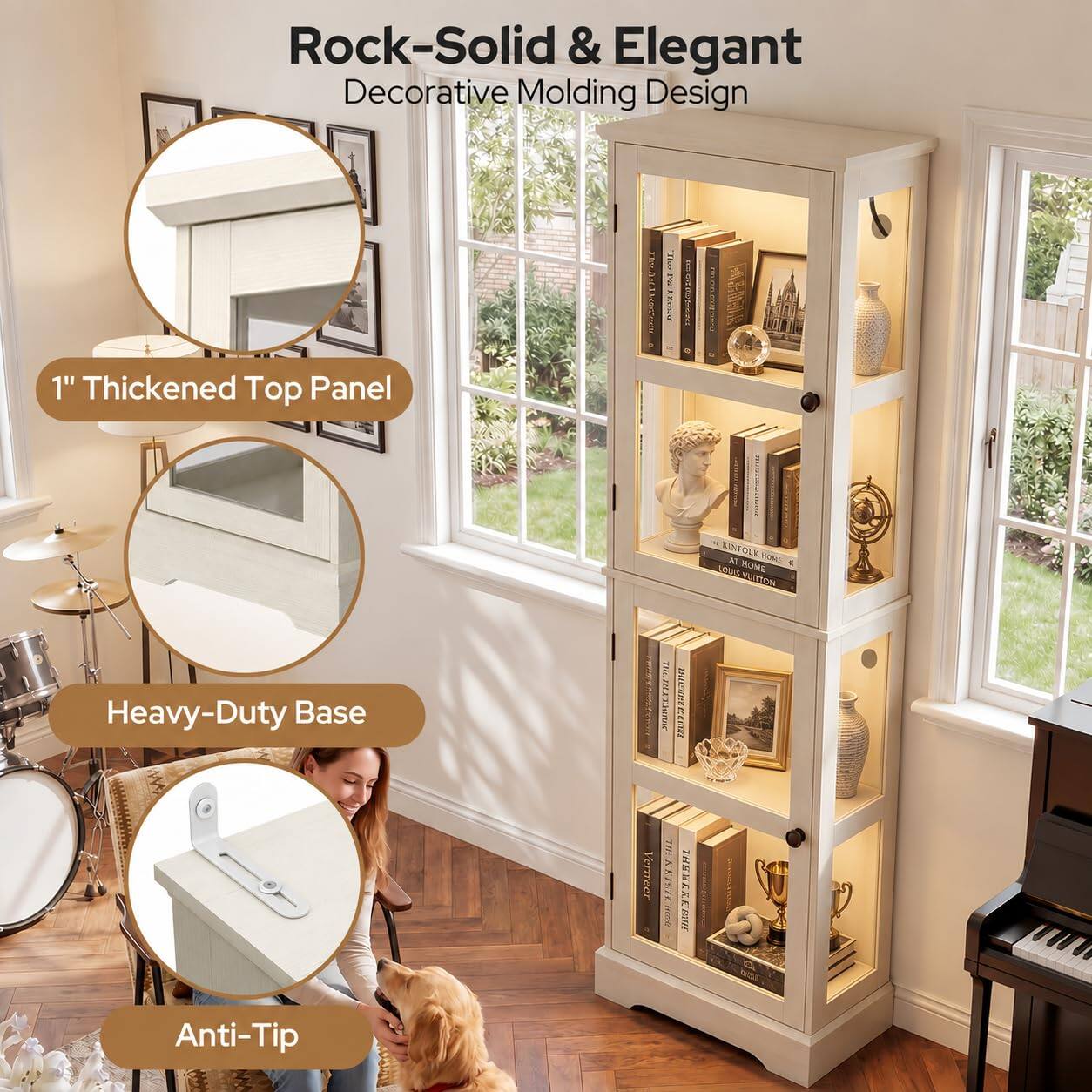 Rock-Solid & Elegant Decorative Molding Design

1" Thickened Top Panel

Heavy-Duty Base Anti-Tip