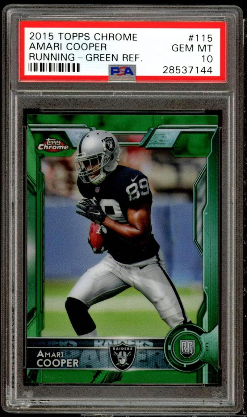 Amari Cooper Rookie Card 2015 Topps Chrome Green Refractor #115 PSA 10