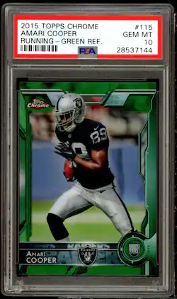 Amari Cooper Rookie Card 2015 Topps Chrome Green Refractor #115 PSA 10