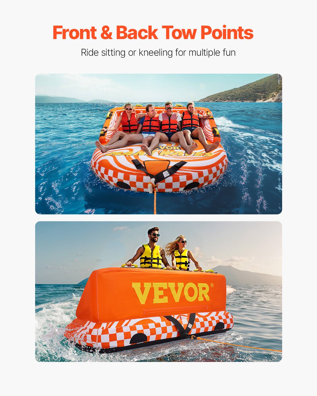 Front & Back Tow Points, Ride sitting or kneeling for multiple fun, VEVOR
