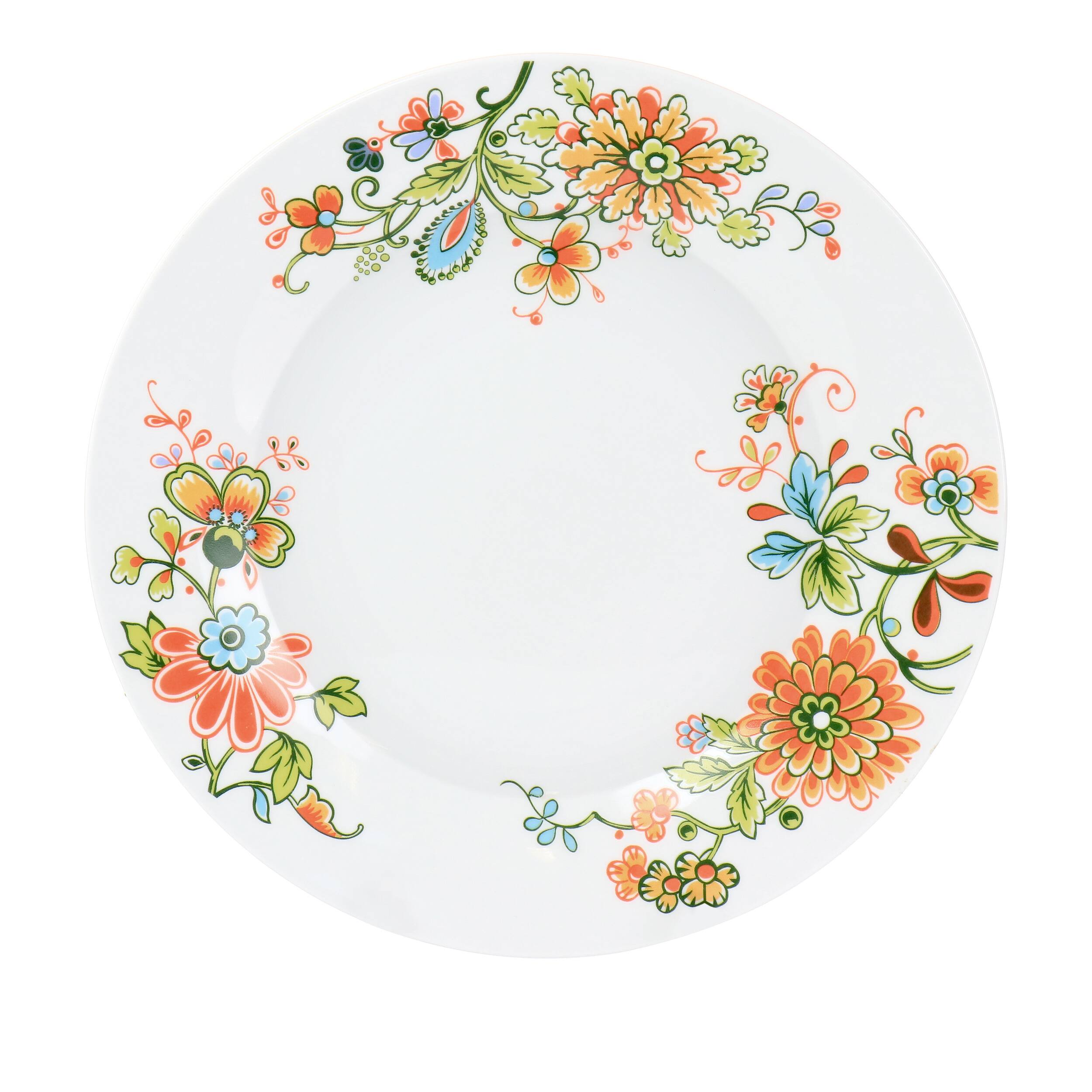 Alt View 2. Elama - Elama Spring Bloom 16 Piece Round Porcelain Dinnerware Set - White and Multi.