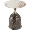 Front. LeisureMod - Modern Bell-Shaped Steel Top Accent Table with Powder Coated Finish for Living Room or Office - Marbled Brown.