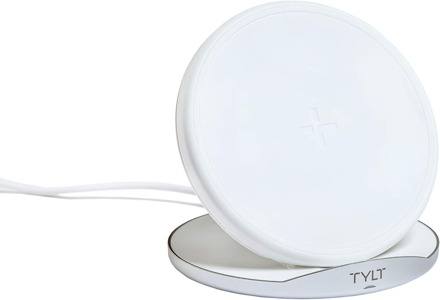 Angle. TYLT - Tylt Crest Convertible Pad + Stand | Fastest Wireless Charger | Converts From Pad To Stand - Color: White - White.