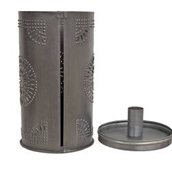 Left. BreeBe - Antiqued Tin Punched Paper Towel Dispenser - Grey.