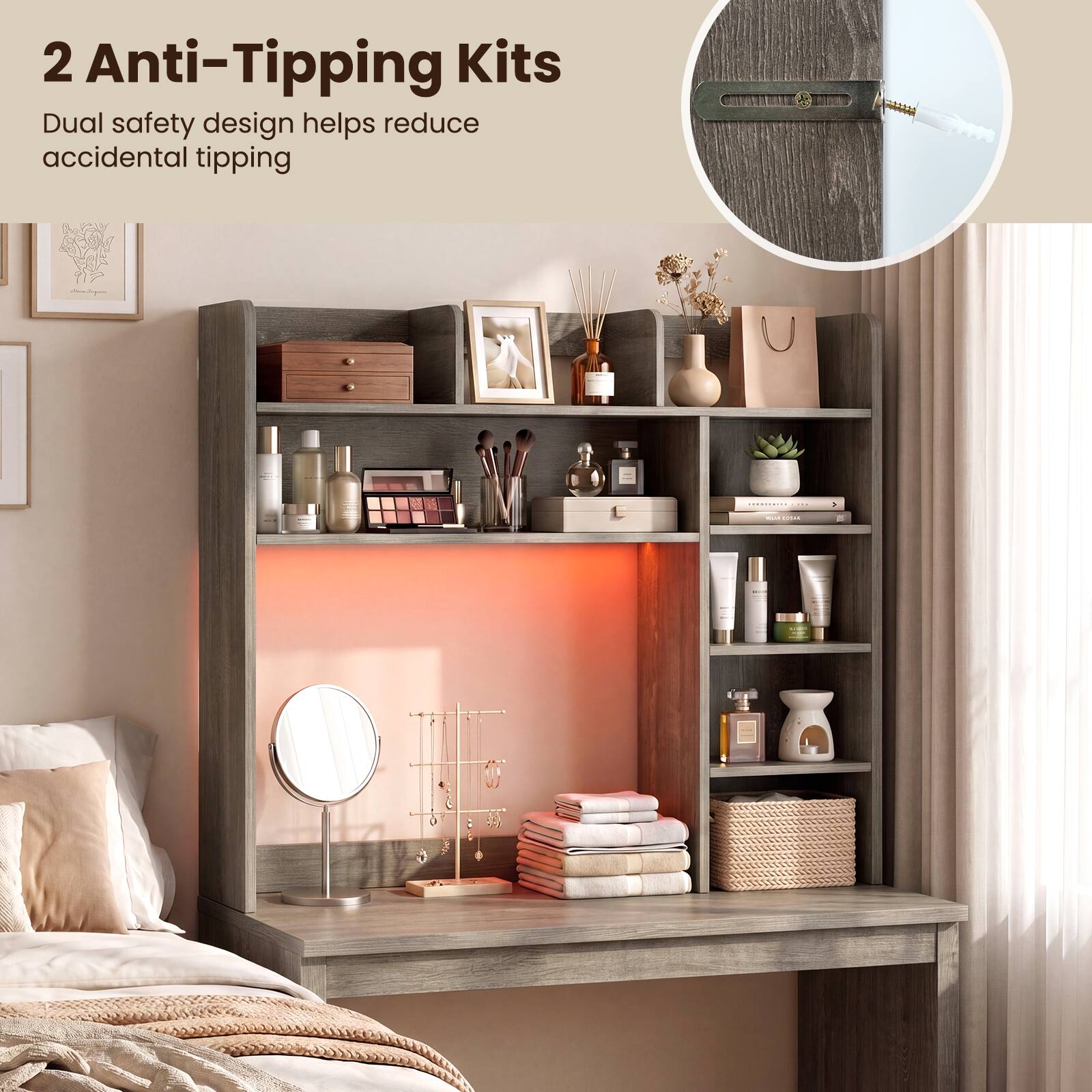 2 Anti-Tipping Kits  
Dual safety design helps reduce accidental tipping