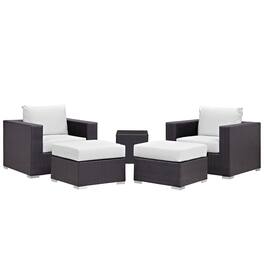 Modway - Convene 5-Piece Outdoor Patio Sectional Set with Cushioned Seats and Armrests - Espresso White