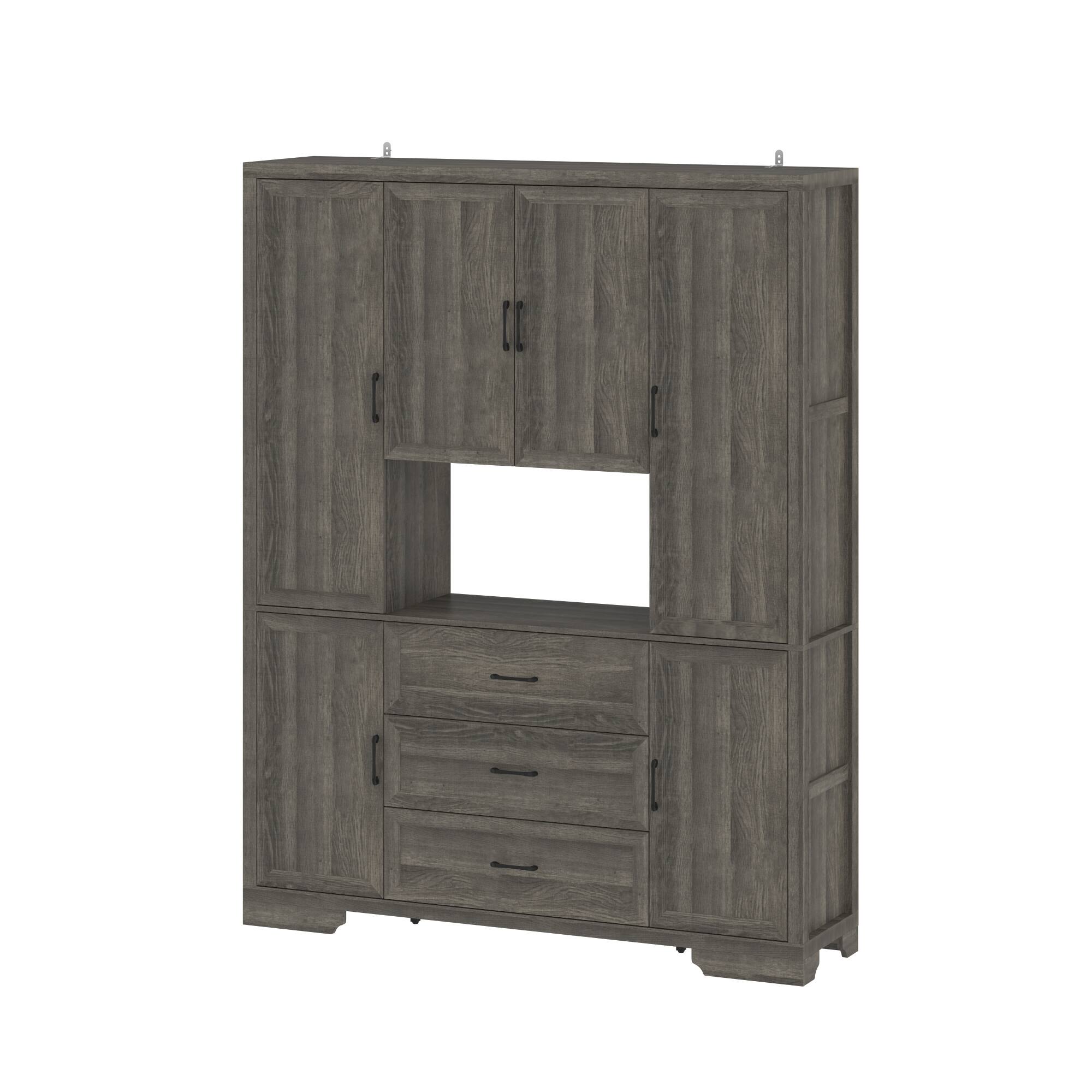 Angle. Famapy - Famapy Multi - Door Storage Cabinet: Spacious Organizer for Dining & Living Spaces - Dark Gray.