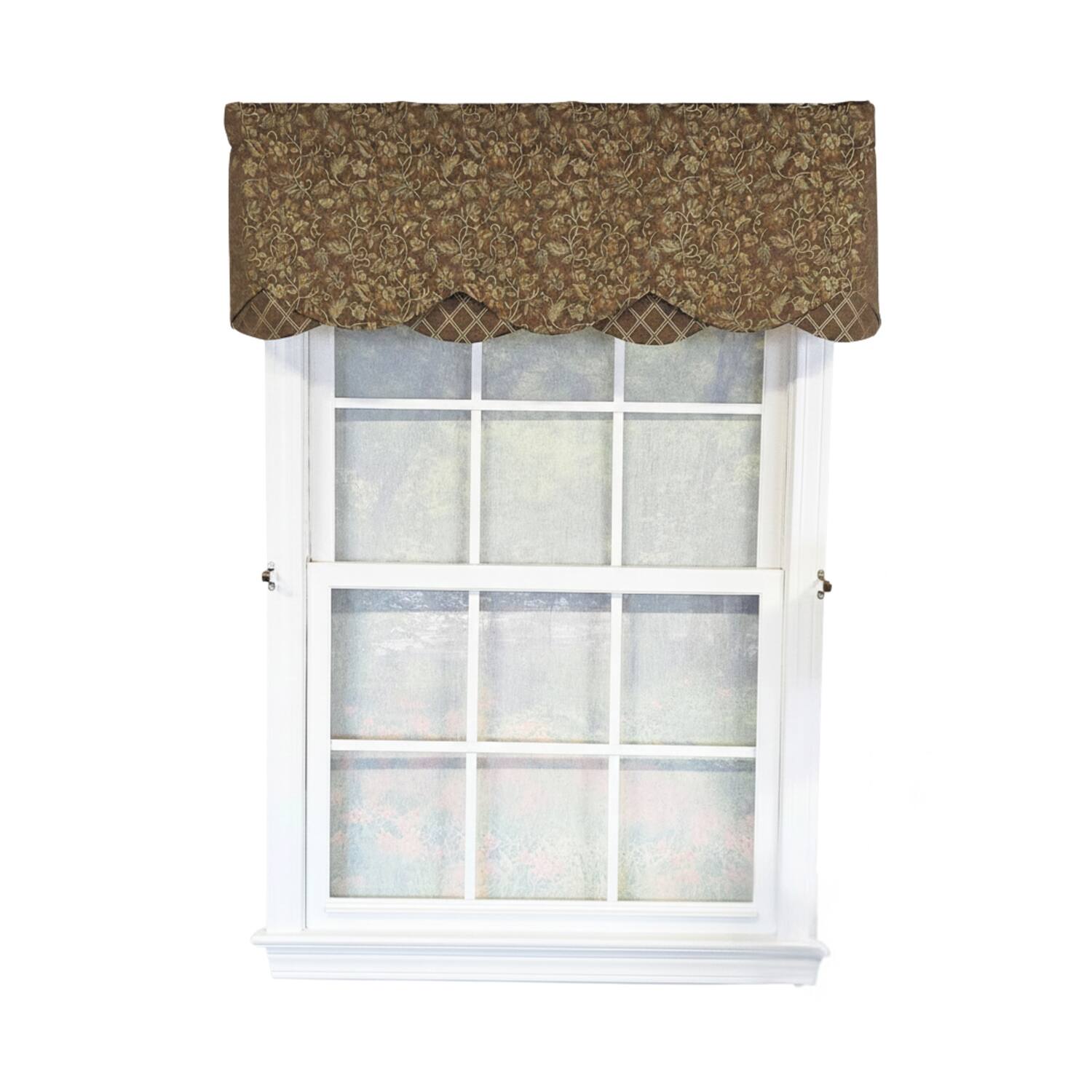 Front. RLF Home - RLF Home Chopin Petticoat 100% Cotton Rod Pocket Lined  Window Valance 50" x 15" Brown - Brown.