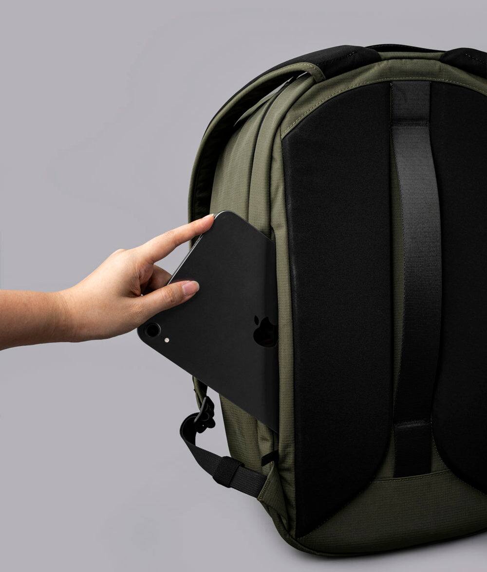 Alt View 5. ALPAKA - Metro Backpack Pro 24L Laptop Backpack for Men, Backpack with Laptop Compartment (16"), 3-Zone Storage - Green Axoflux 400D Ripstop Nylon.