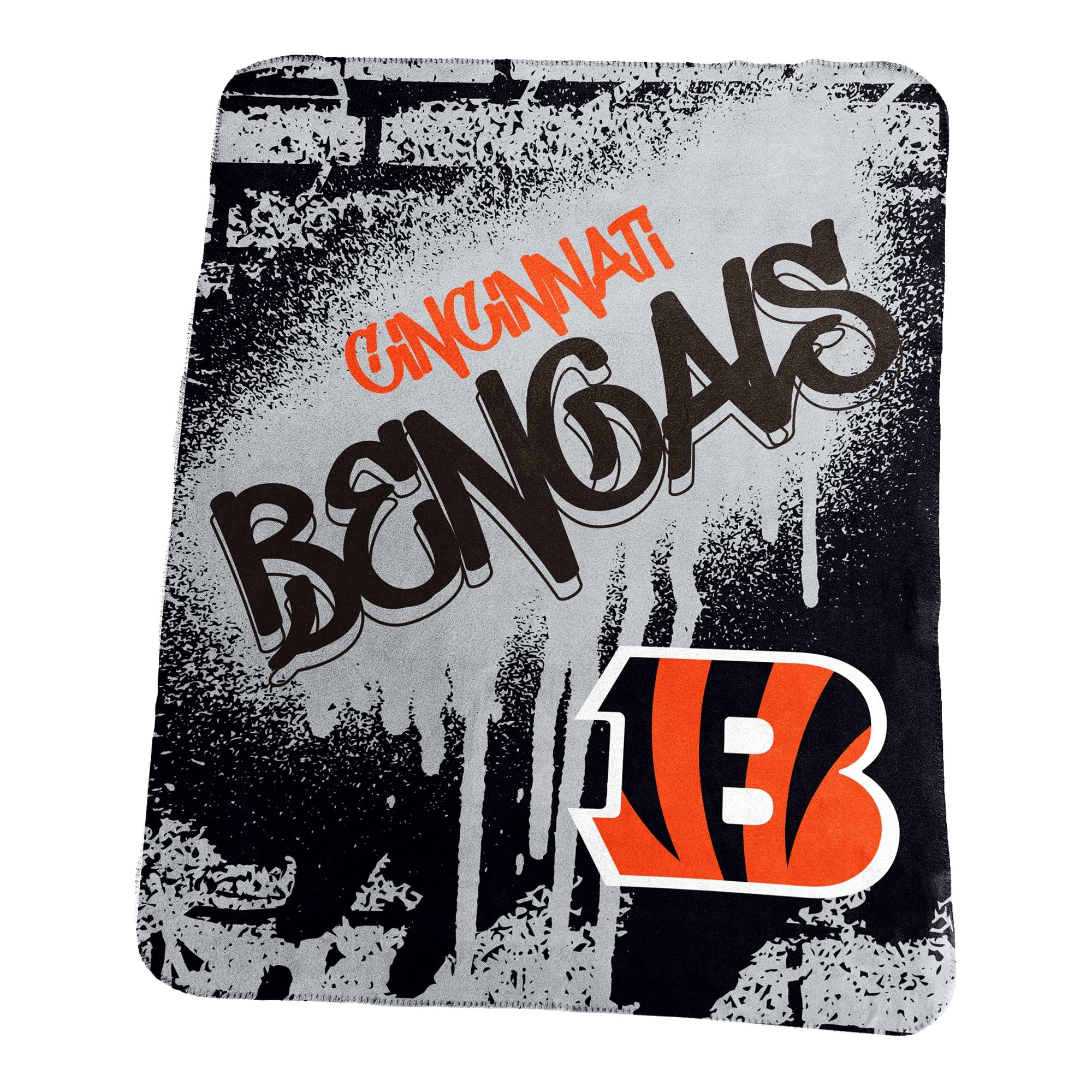 Logo Brands - Cincinnati Bengals 50" x 60" Classic Graffiti Fleece Throw Blanket - Black