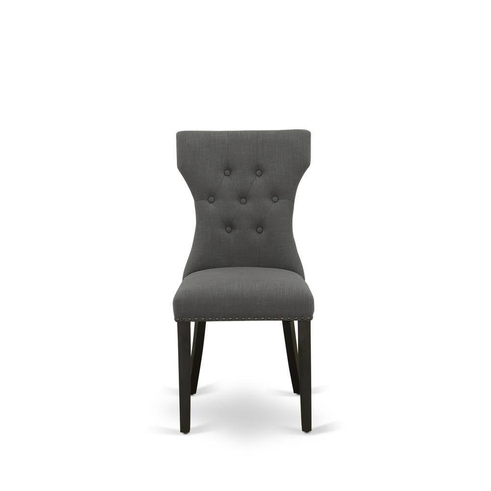 Back. East West Furniture - Dining Chair Wirebrushed Black - Brown.
