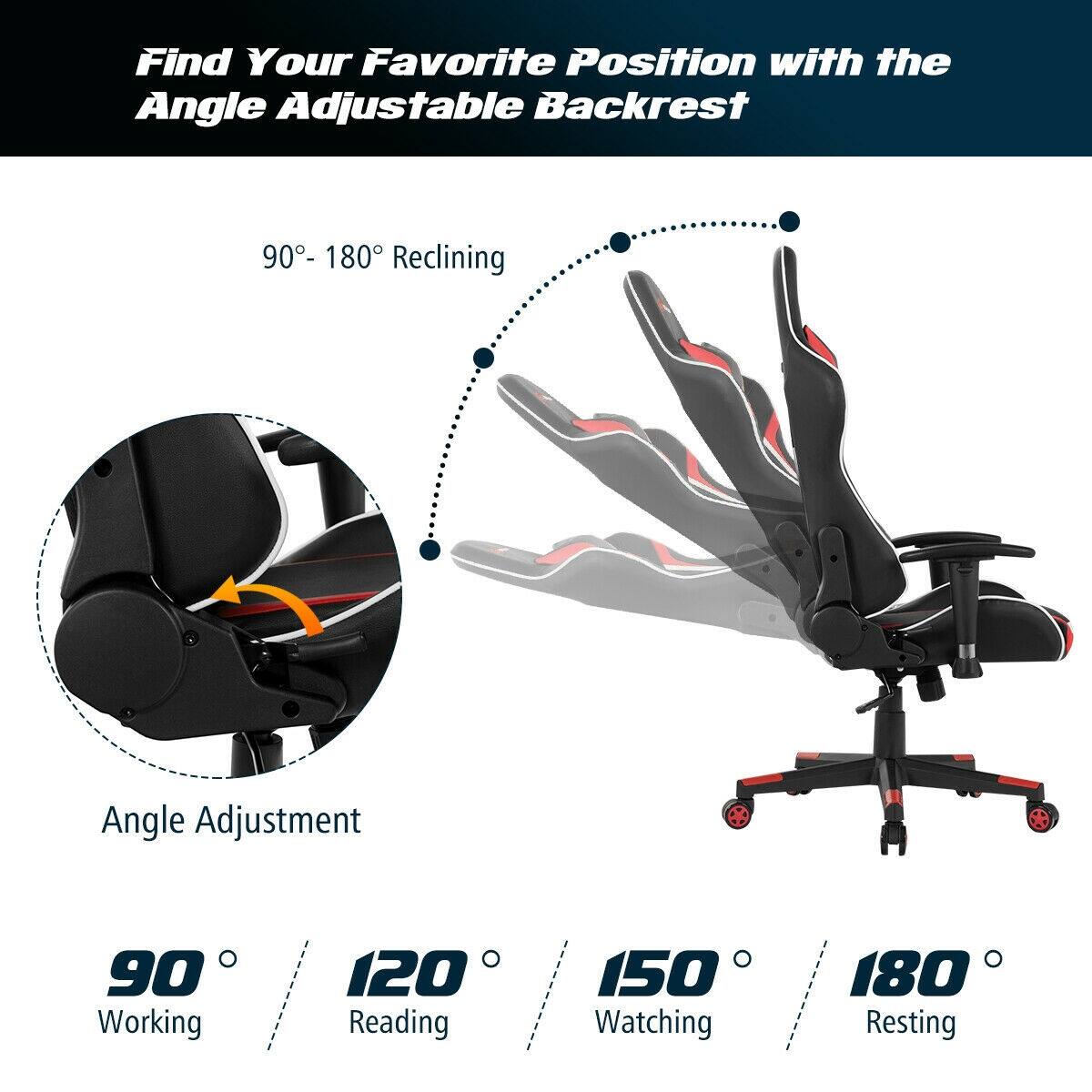 Find Your Favorite Position with the Angle Adjustable Backrest

90-180° Reclining

Angle Adjustment

90° Working
120° Reading
150° Watching
180° Resting