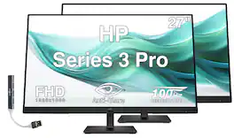 HP - Series 3 Pro 27" FHD IPS Monitor with 5ms Response Time, Anti-Glare, Flicker Free, Displayport, HDMI & DKZ Hub 2 Pack - Black