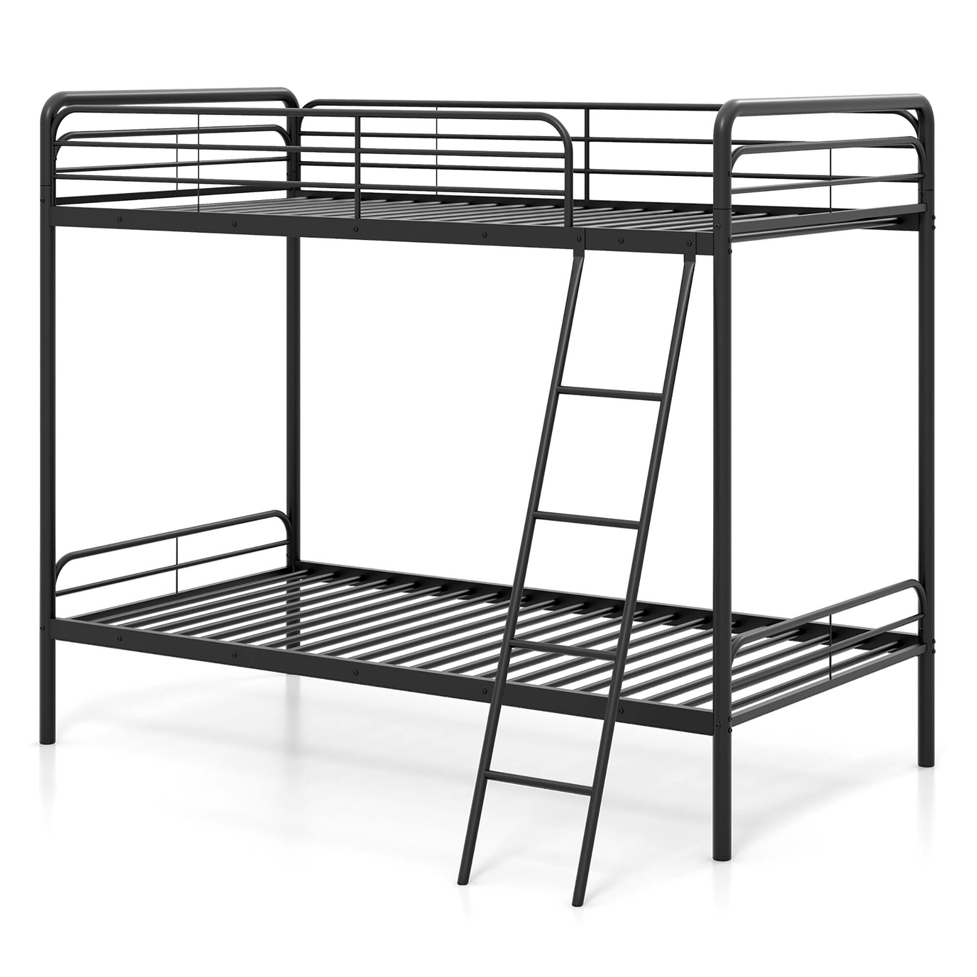 Alt View 1. Gymax - Gymax Twin Over Twin Bunk Bed Heavy Duty Metal Bunk Bed w/ Ladder Safety Guardrails - Black.