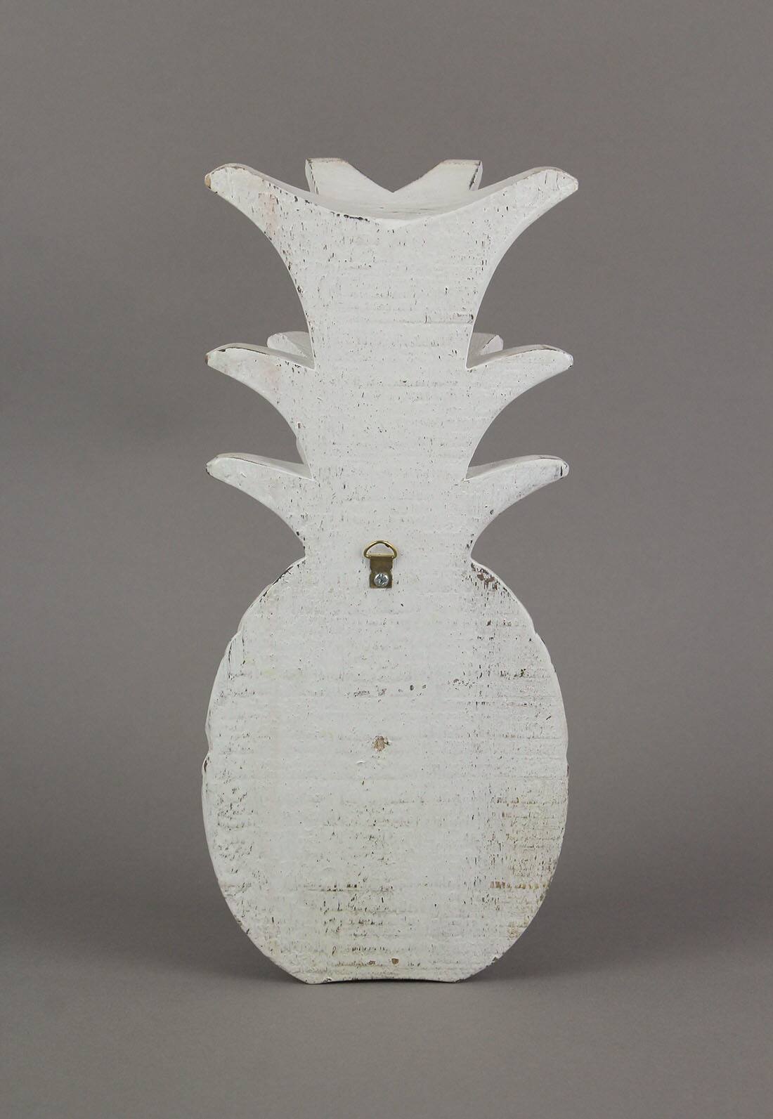 Alt View 2. Chesapeake Bay - 10 Inch White Pineapple Hanging Wall Art Carved Wood Sculpture Home Decor Plaque - White.