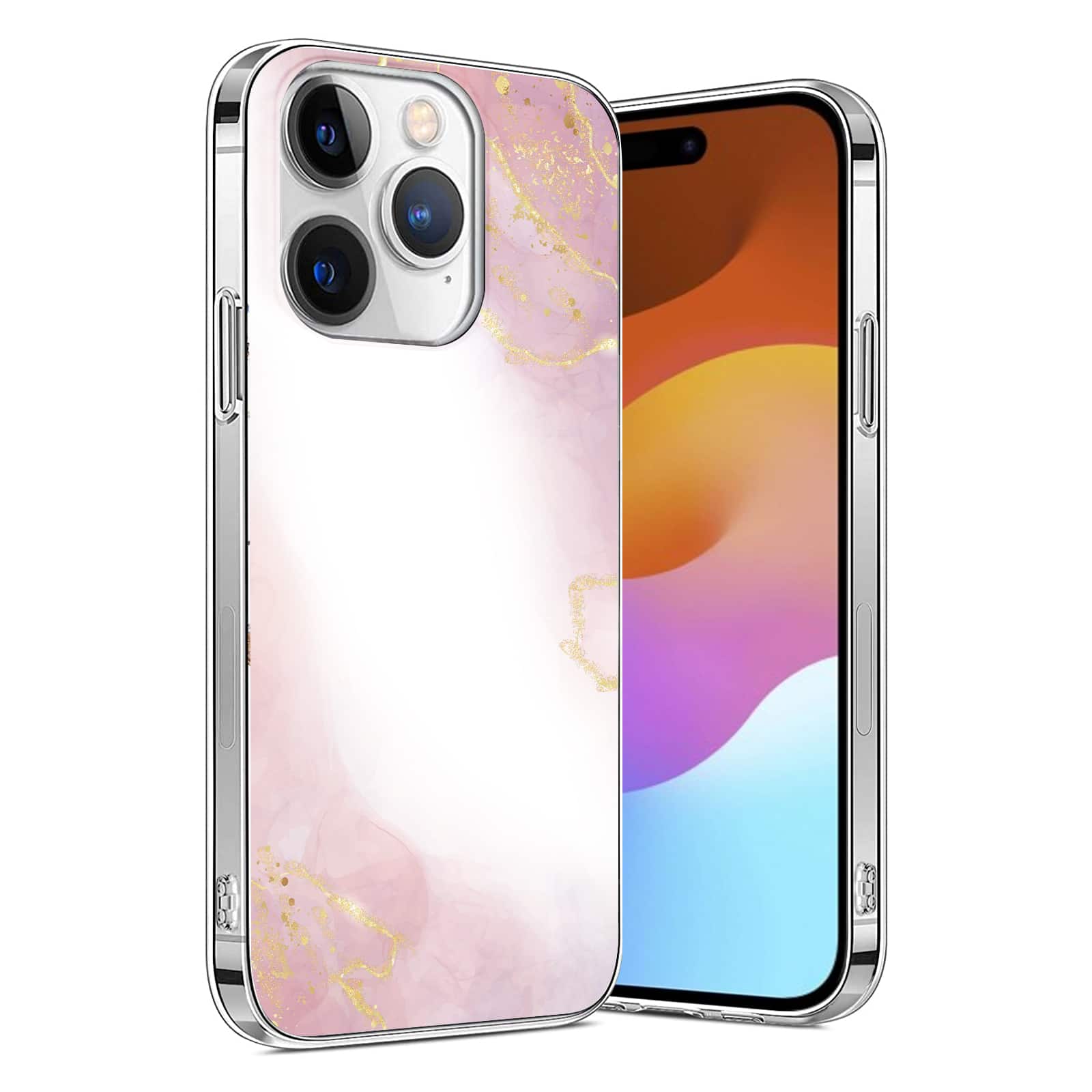 SaharaCase - Inspire Seres Case Compatible with Magsafe for iPhone 15 Pro - Marble - Pink