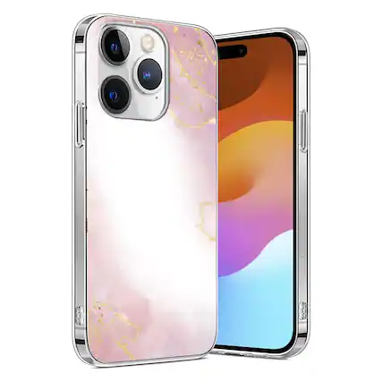 Front. SaharaCase - Inspire Seres Case Compatible with Magsafe for iPhone 15 Pro - Pink Marble - Pink.