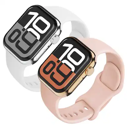 Front. Vena - 2 Pack For Apple Watch Band Series 10 42mm, Apple Watch Band Series 7 41mm Band Series 8 Series 9, White+Pink - Multi.