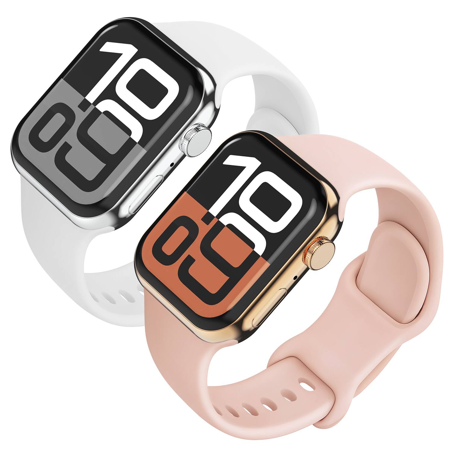 Vena - 2 Pack For Apple Watch Band Series 10 42mm, Apple Watch Band Series 7 41mm Band Series 8 Series 9, White+Pink - Multi