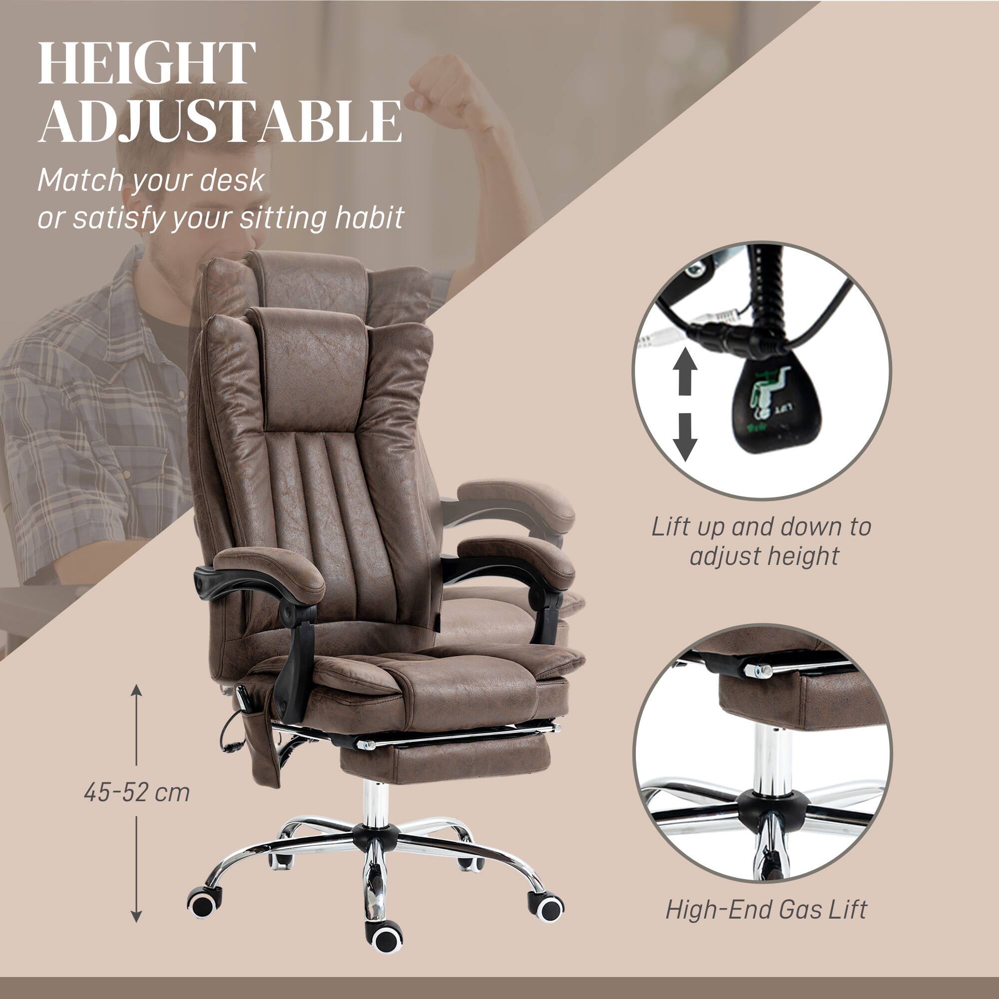 HEIGHT ADJUSTABLE
Match your desk or satisfy your sitting habit
Lift up and down to adjust height
45-52 cm
High-End Gas Lift
