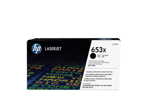 HP LASERJET 653x Black Tinta Negra Noire CF320X High Volume Print Cartridge Cartouche d'Impression Grand Volume Cartucho de Alto Volumen NDE
Superior, professional results. Every time.
HHS Des résultats professionnels et de qualité supérieure à chaque impression.
HEW TC Calidad resultados superior, profesionales.
MADR FO En todo momento.
HP LASERJET ENTERPRISE MFP M680, Flow MFP M680; PRO MFP M675