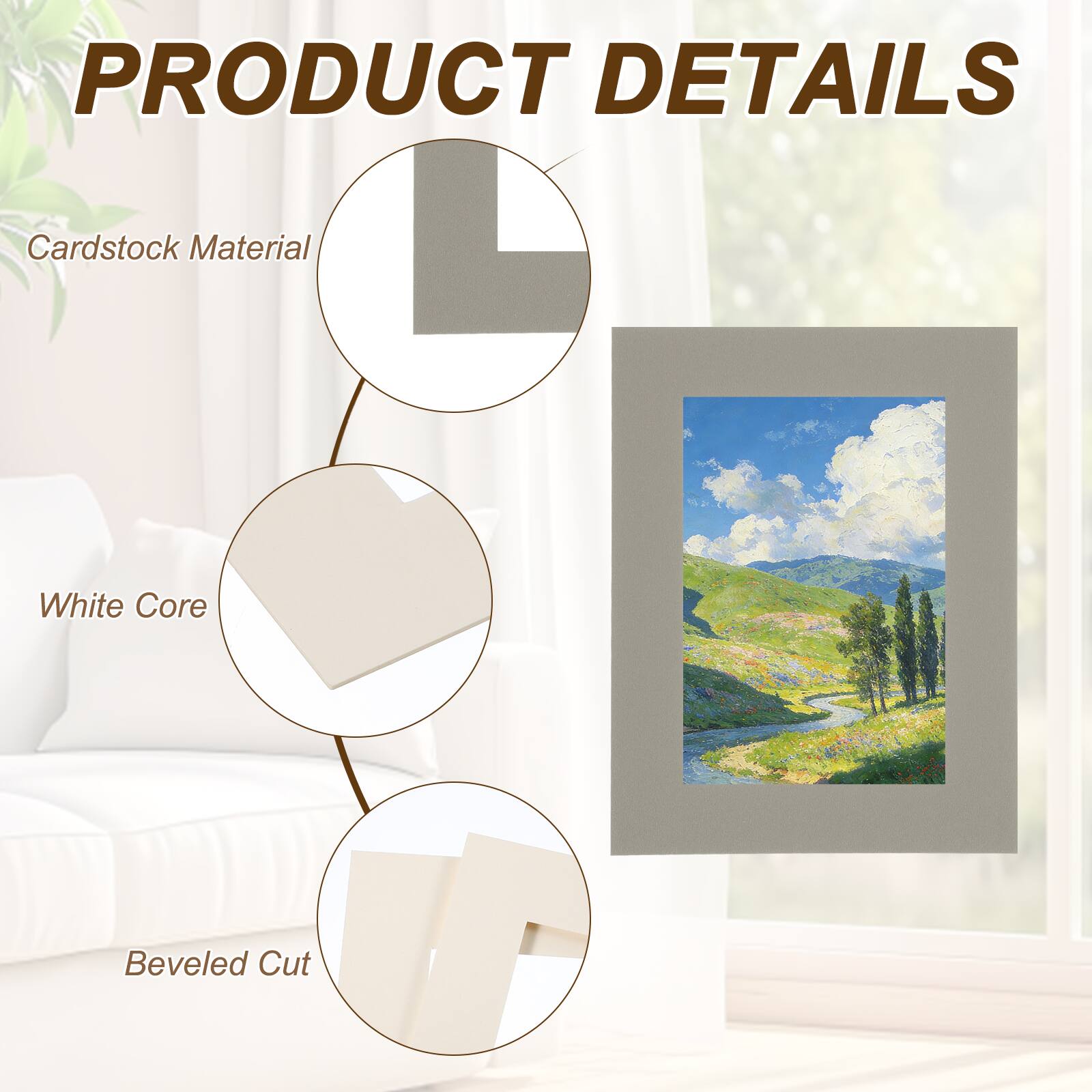 PRODUCT DETAILS  
- Cardstock Material  
- White Core  
- Beveled Cut