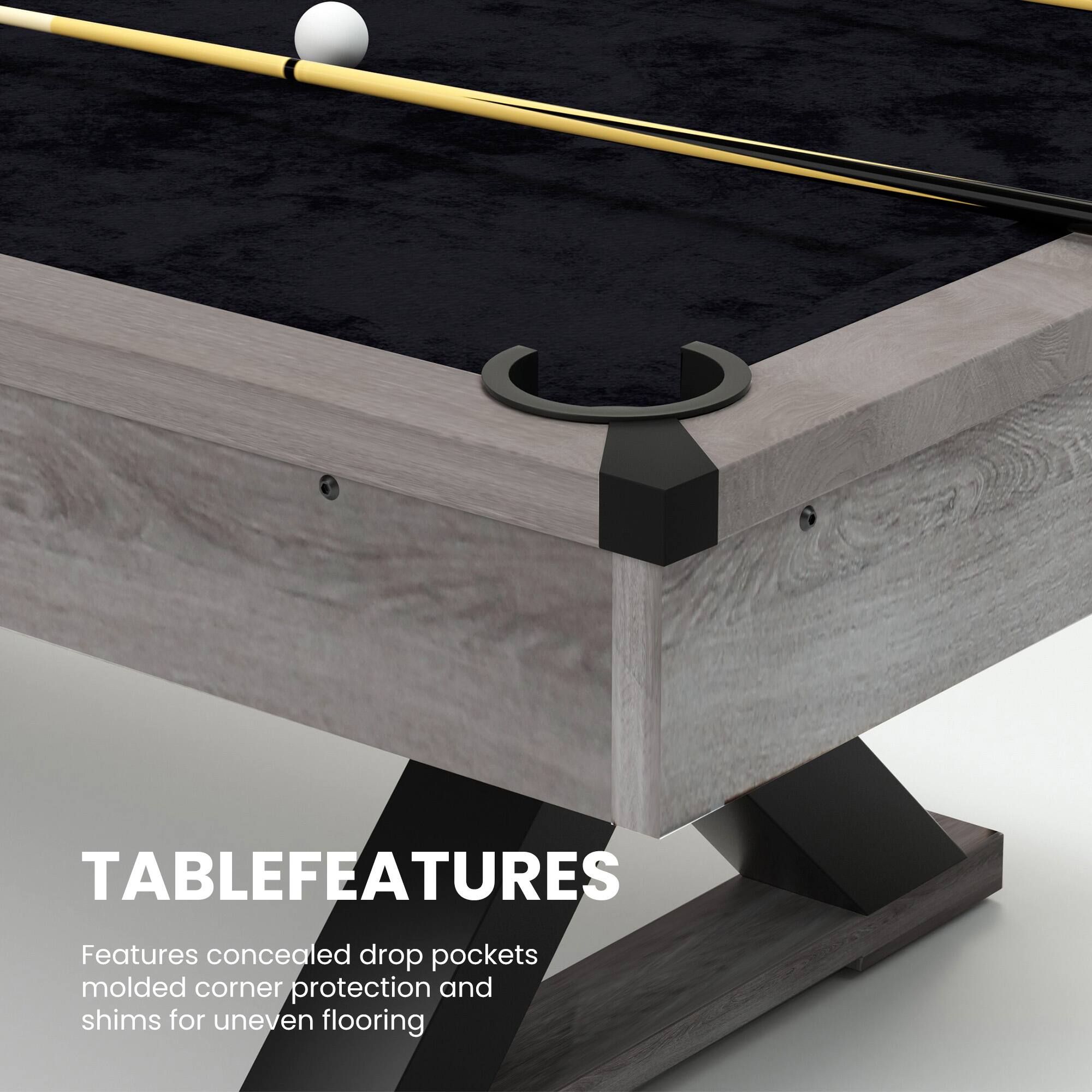 TABLE FEATURES

Features concealed drop pockets, molded corner protection, and shims for uneven flooring