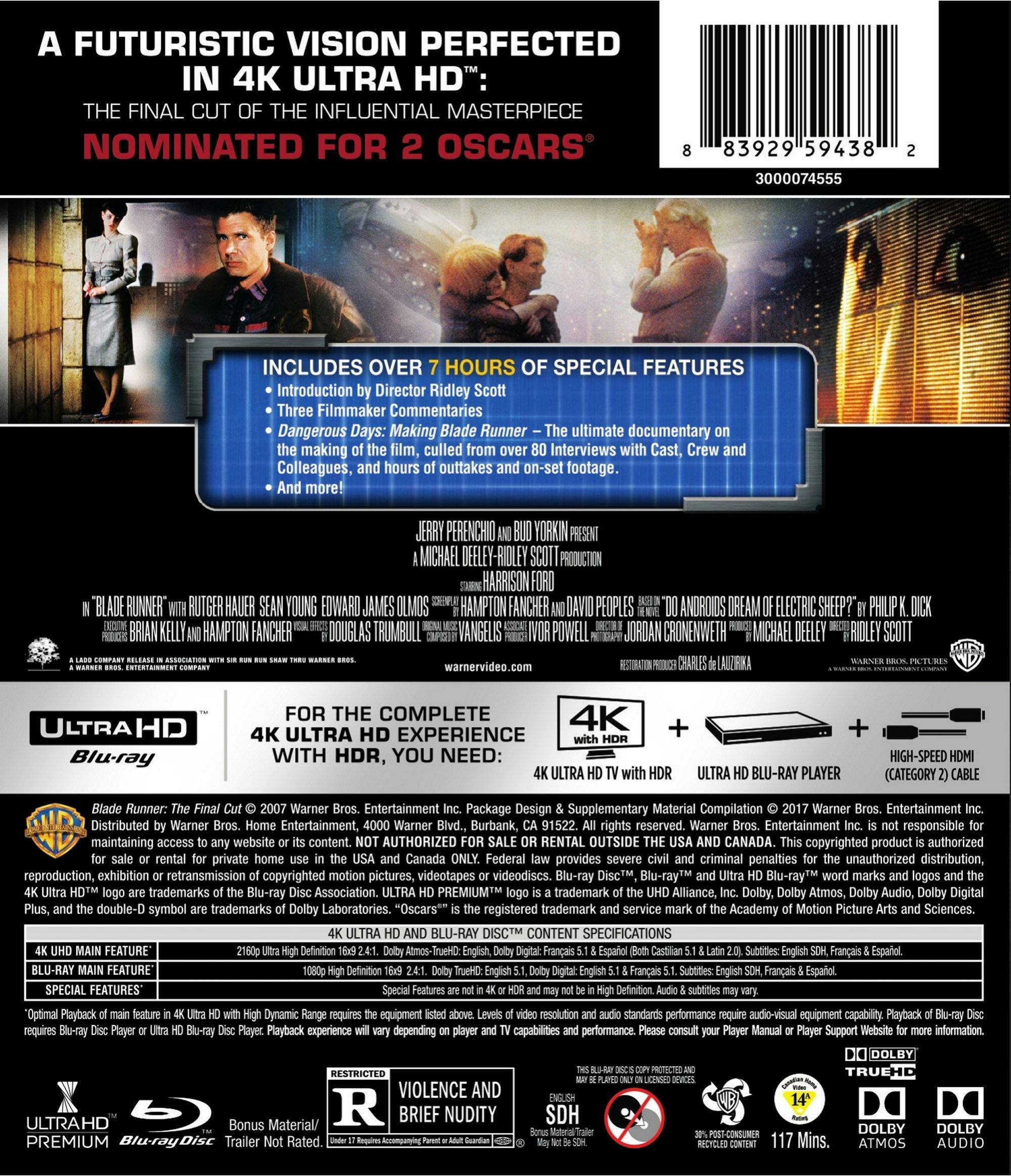 Back. Blade Runner: The Final Cut (4K Ultra HD + Blu-ray) [UHD].