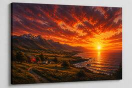 FC Design - Large Canvas 24x36" Frameless Dramatic Horizon Glow Art Painting Home Wall Décor - MultiColor