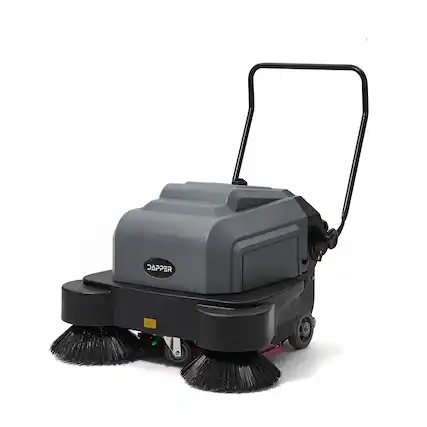 Front. Dapper Supply - Commercial Walk Behind Battery Floor Sweeper 40in 9 Gal Hopper 26000 Sq Ft/hr 4hr Runtime - Black.