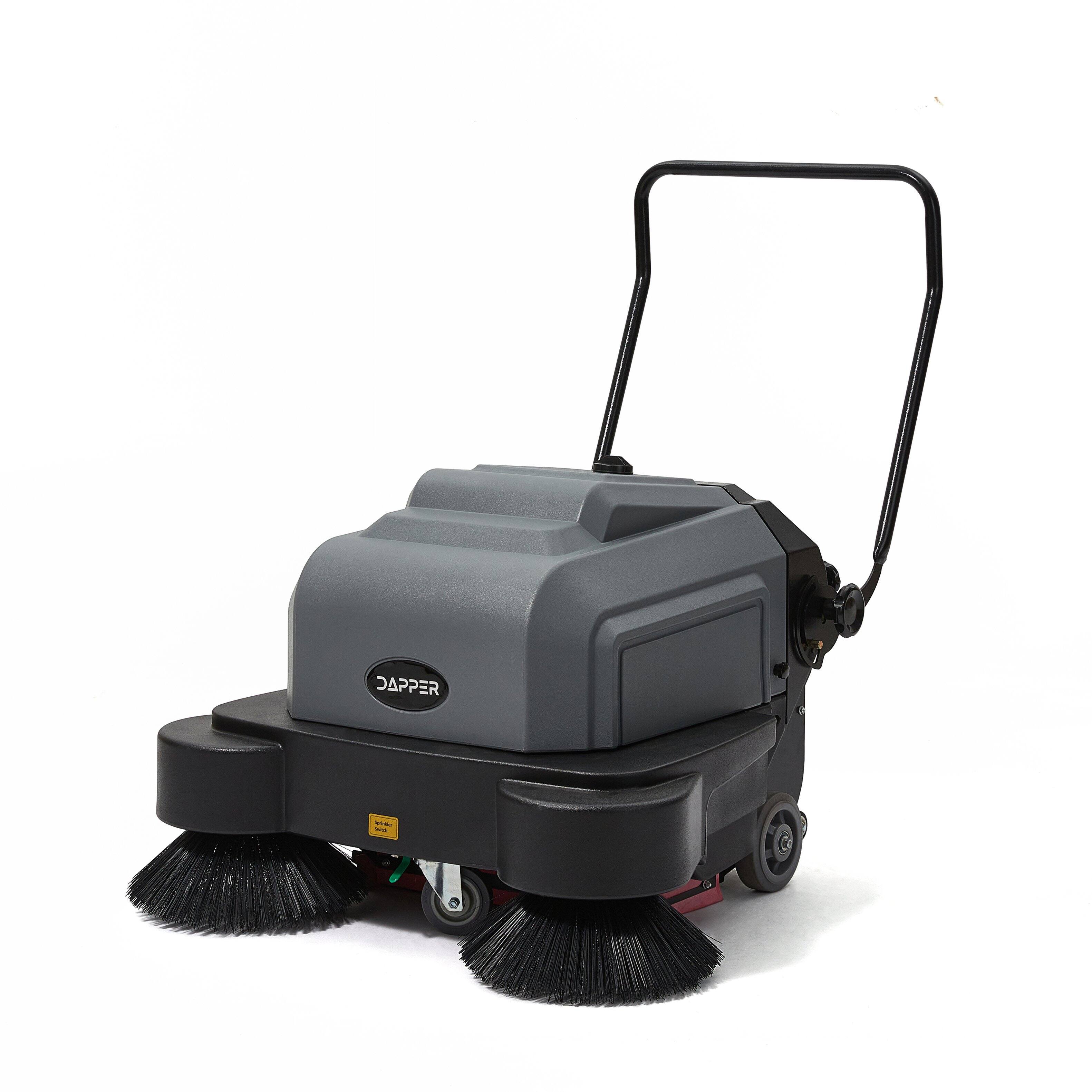 Front. Dapper Supply - Commercial Walk Behind Battery Floor Sweeper 40in 9 Gal Hopper 26000 Sq Ft/hr 4hr Runtime - Black.