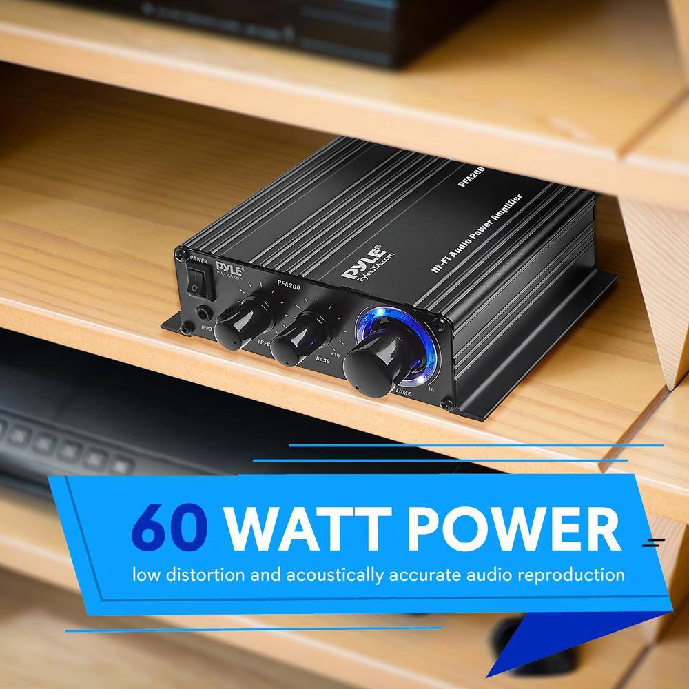 PYLE  
PFA200  
Hi-Fi Audio Power Amplifier  

60 WATT POWER  
low distortion and acoustically accurate audio reproduction