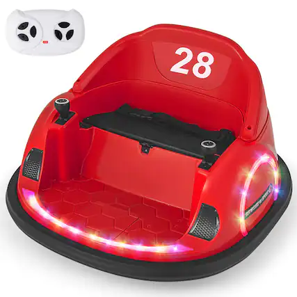 Front. Costway - Costway 12V Electric 360° Spin Car Toy Ride on Bumper Car for Toddlers with Remote Control For Kids Aged Over 3 Years - Red.